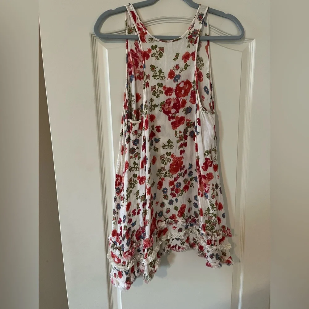 Free People Floral Sleeveless Hi-Low Blouse Summer Women’s Size Medium - Picture 10 of 15
